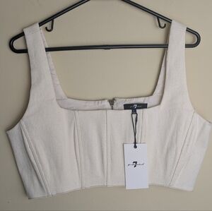 NWT 7 For All Mankind cream denim crop top bustier
